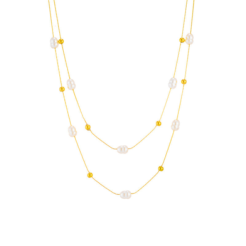 Pearl Titanium Steel Electroplating Necklaces