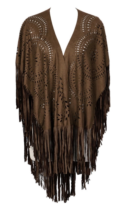 Shawl Summer New Women's Top Tassel Shawl Retro Simple Suede Cape Production