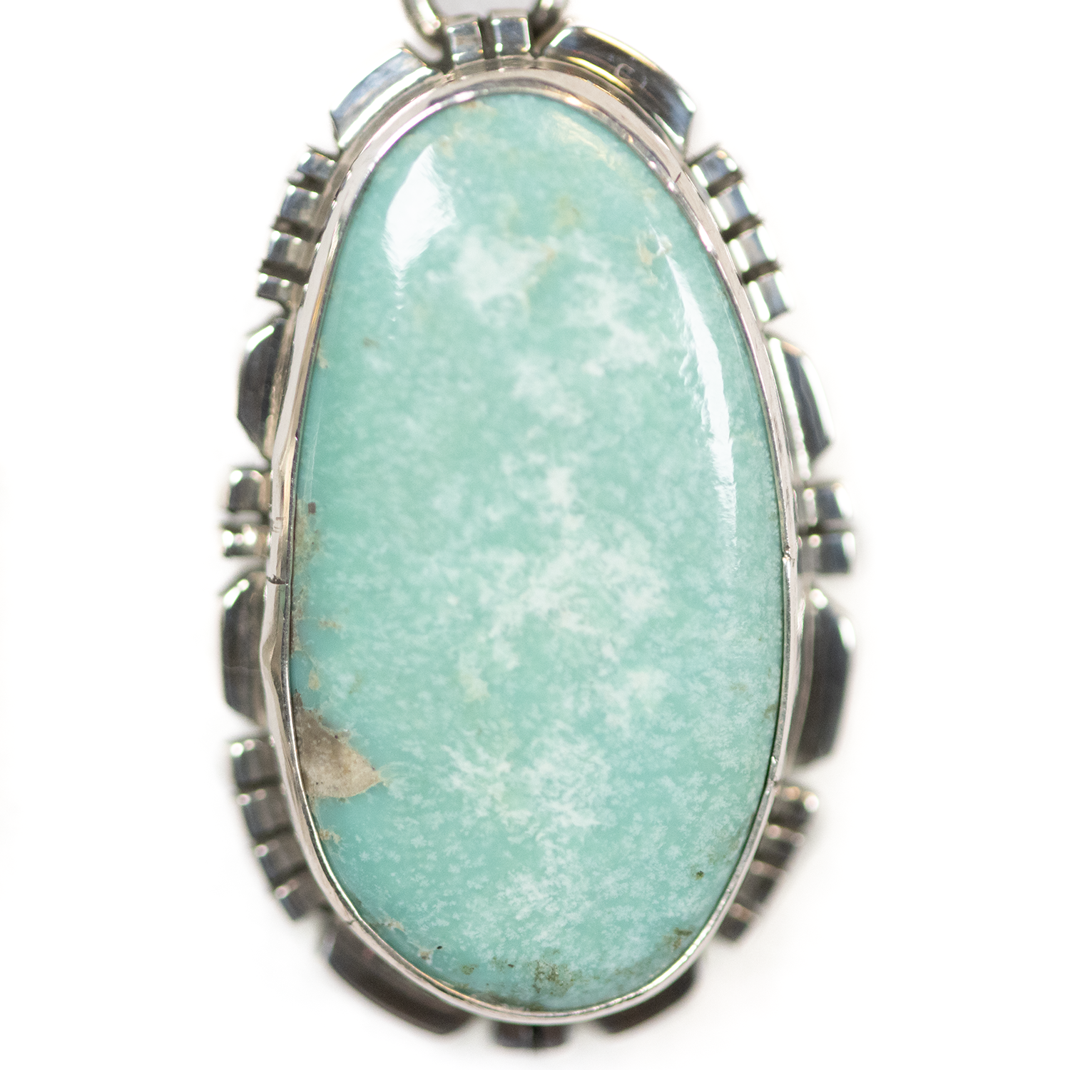 White Water Turquoise Hand-Tooled Earrings by Greg Secatero