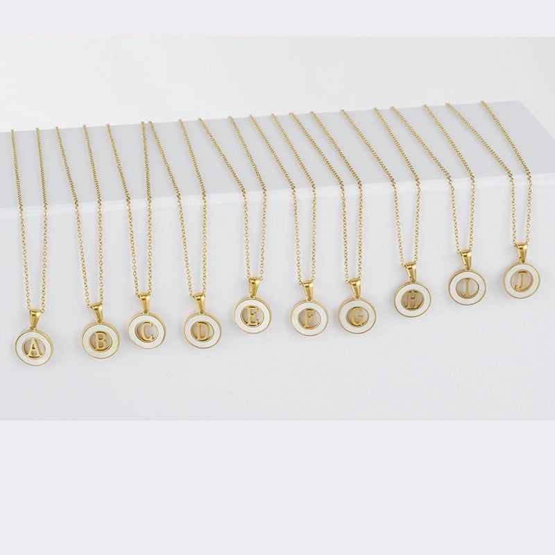 Minimalist Letter Stainless Steel Pendant Necklace Plating Hollow Out Shell Stainless Steel Necklaces