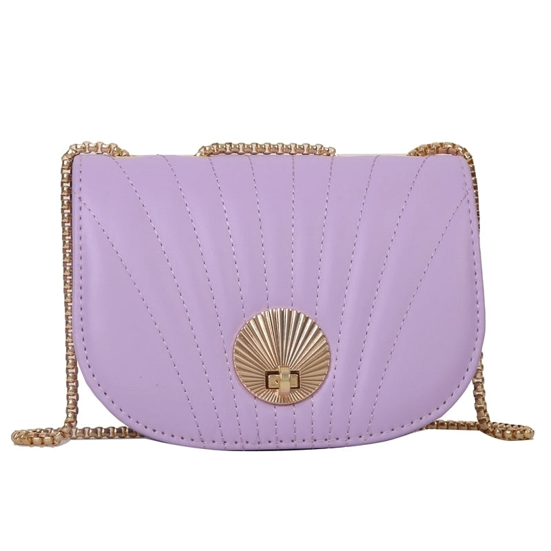 Women's Pu Leather Solid Color Cute Semicircle Flip Cover Shoulder Bag Crossbody Bag