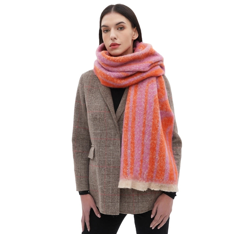 Women's Casual Minimalist Stripe Polyester Scarf