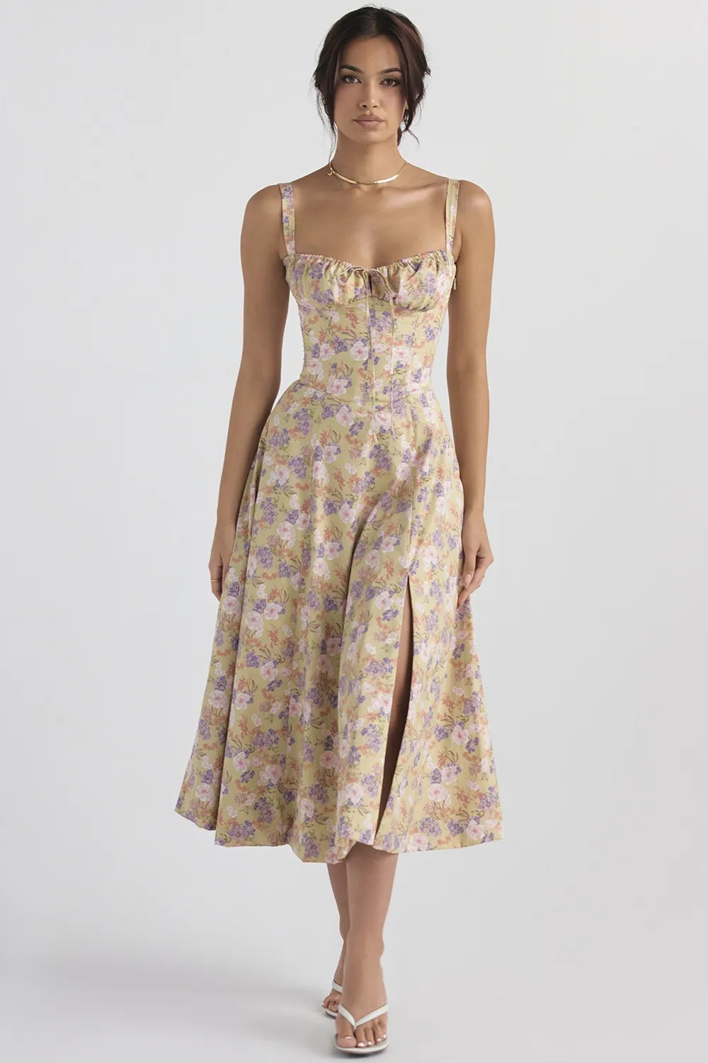 Vestido Moldeador De Cintura Con Corpiño Floral