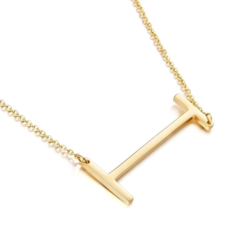 Titanium Steel 18K Gold Plated Minimalist Plating Letter Necklace