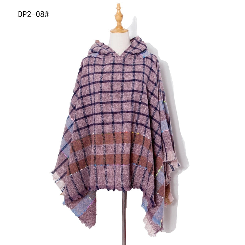 Unisex Streetwear Lattice Polyester Tassel Shawl