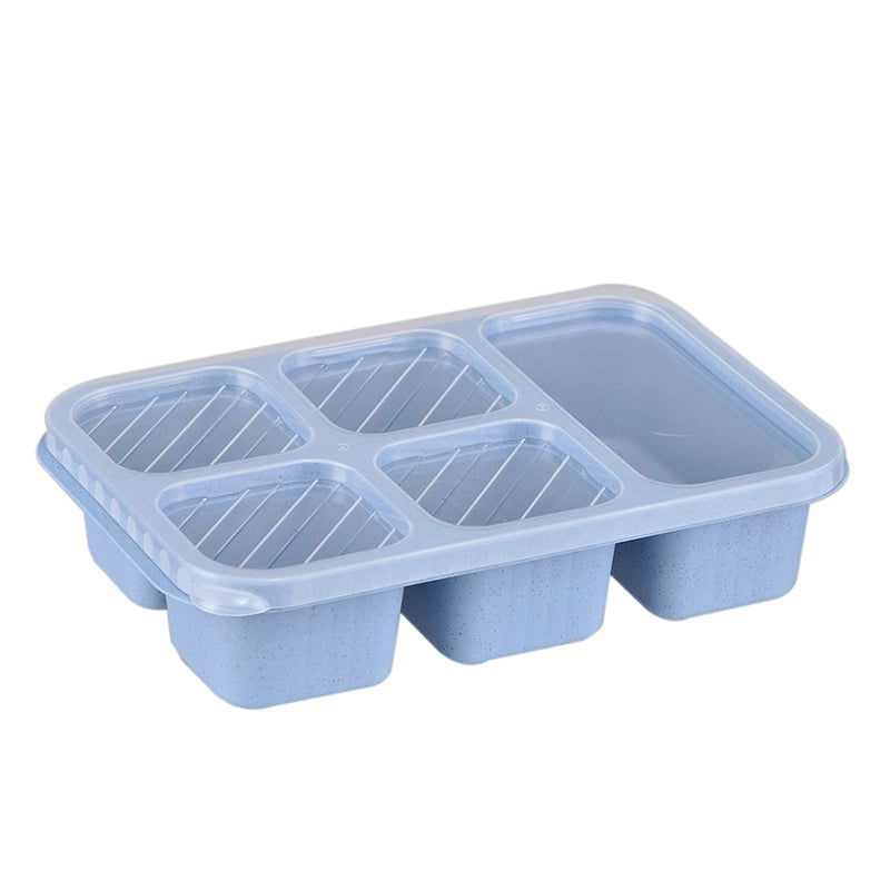 Wheat Straw Lunch Box Lunch Box Five-grid Lunch Box With Lid Snack Box Fresh-keeping Snack Dish Snack Snack Box