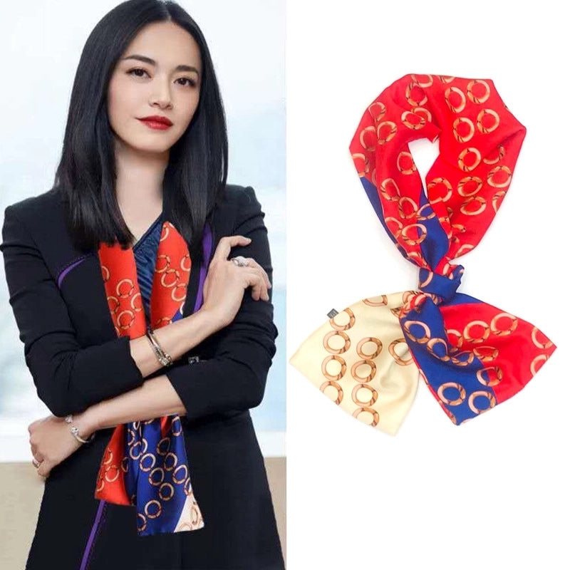 Women's Elegant Minimalist Geometric Chiffon Printing Silk Scarf