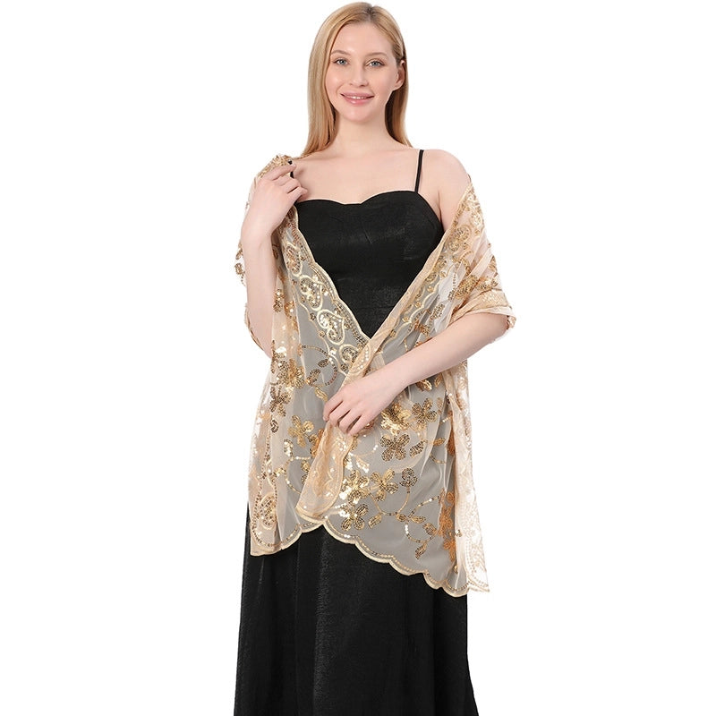 Hot New Arrival Sequin Shawl Wedding Dress Evening Dress Cheongsam Shawl Bridesmaid Shawl Scarf Women