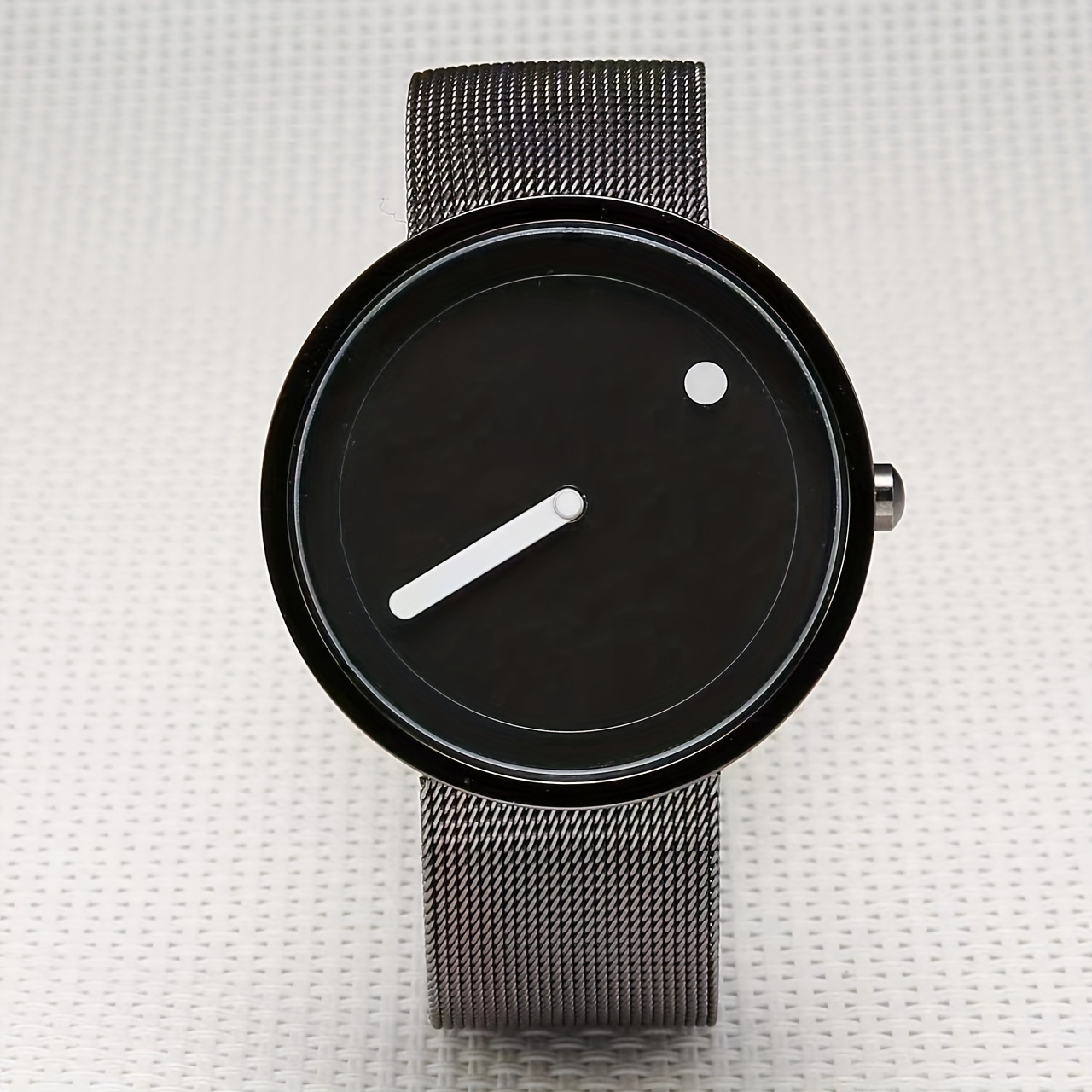 Simple Dot Watch For Men Pointer Alloy Round Wrist Watch With Steel Belt Men's Accessories