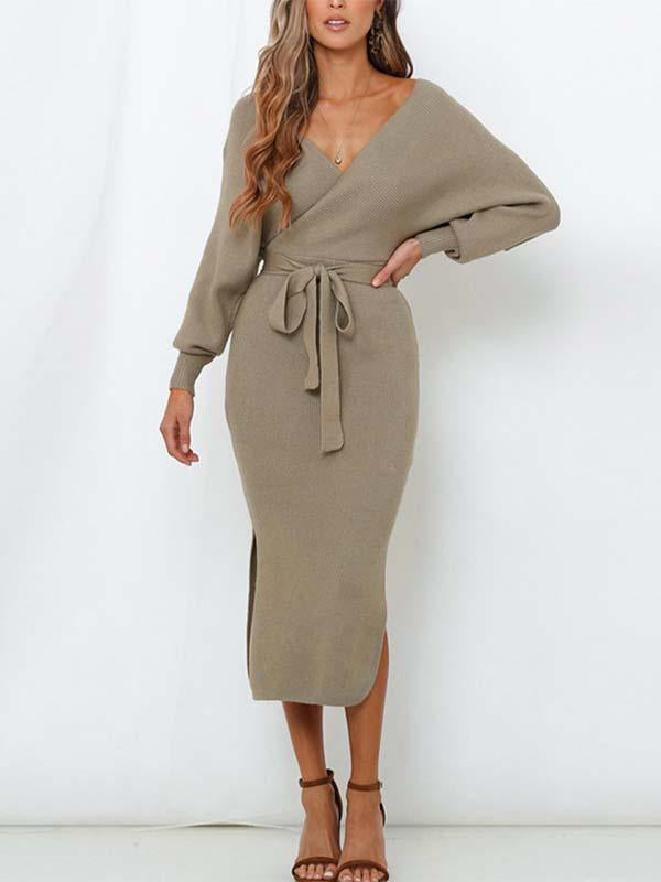 V Neck Autumn Dress