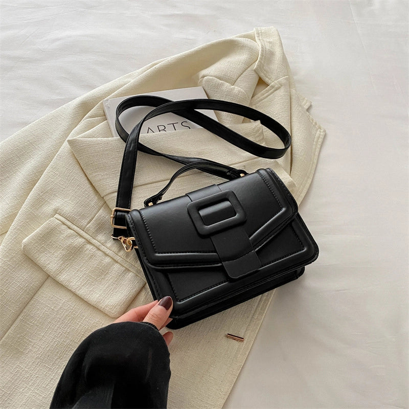 Women's Medium Pu Leather Solid Color Streetwear Square Flip Cover Shoulder Bag Crossbody Bag