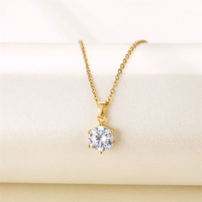 Minimalist Heart Shape Key Stainless Steel Titanium Steel Plating Inlay Zircon 18k Gold Plated Gold Plated Pendant Necklace