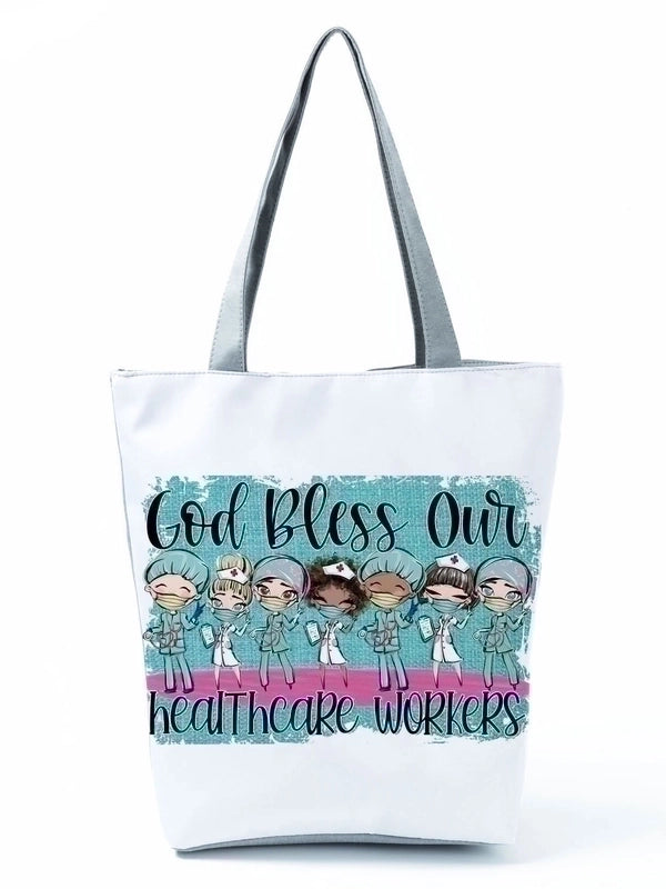 Women's Basic Letter Polyester Shopping Bags