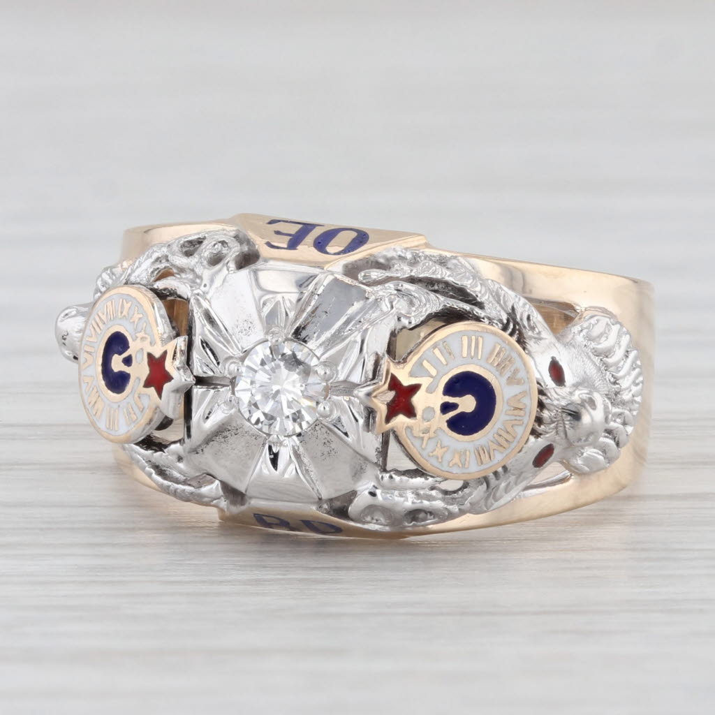 Diamond Fraternal Order of Elks BPOE Ring 10k Gold Size 9.25 Men's Signet