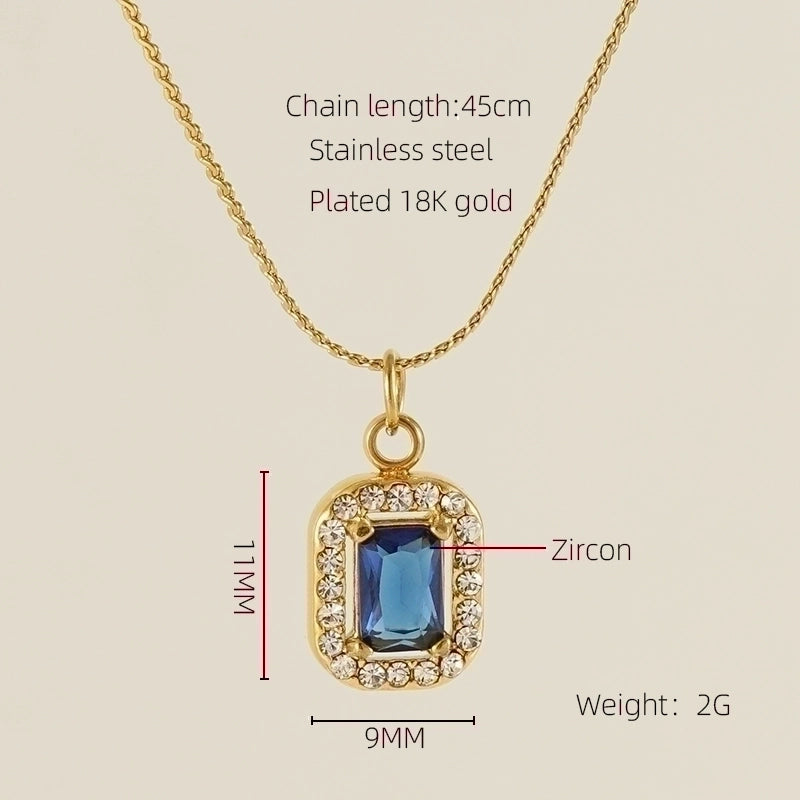 Stainless Steel 18K Gold Plated Glam Shiny Plating Inlay Sun Water Droplets Heart Shape Zircon Pendant Necklace