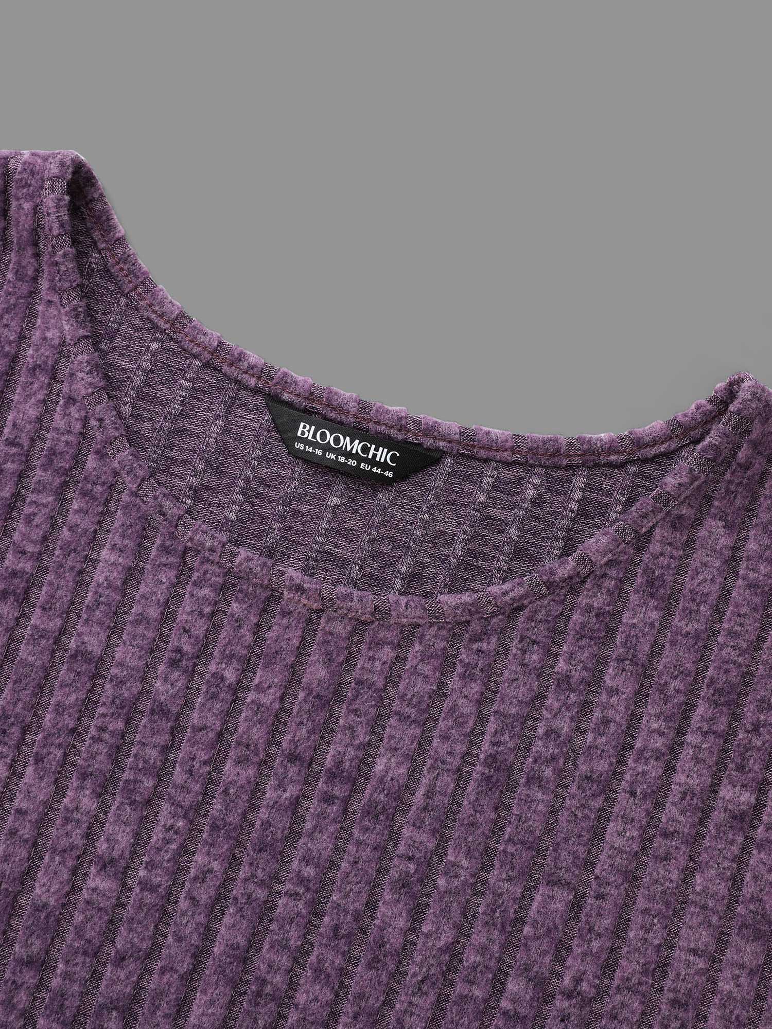 Round Neck Rib Knit Jersey Top