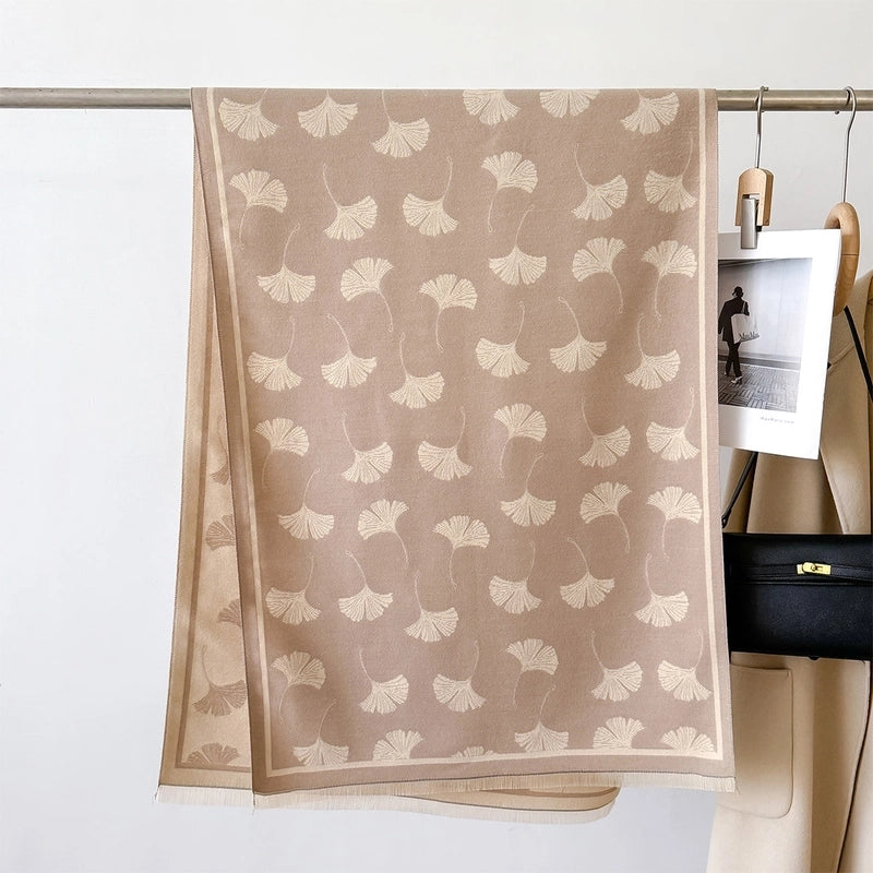 Women's Basic Minimalist Maple Leaf Polyester Scarf