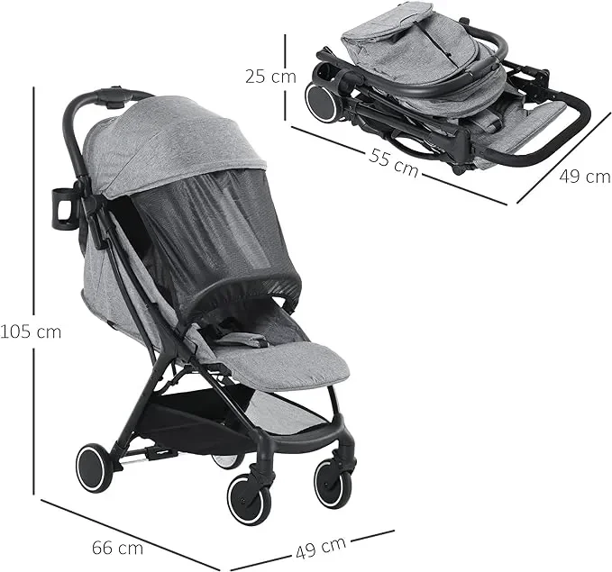 Newbie & Me Welfare Baby Stroller One-Click Foldable Travel Pushchair 1