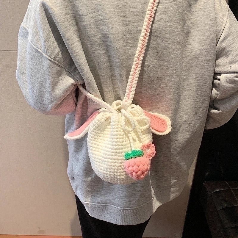 Women's Small Yarn Flower Strawberry Cute String Crossbody Bag