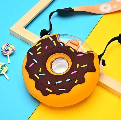 CREATIVE DONUT WATER BOTTLE WITH STRAW CARTOON CUTE DOUGHNUT KETTLE