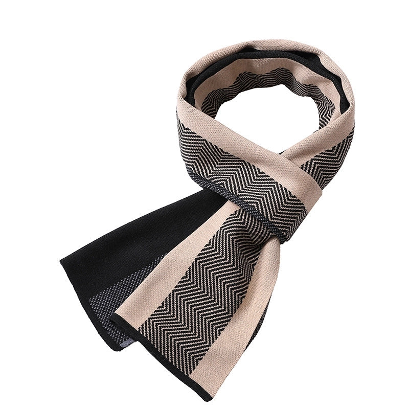 Men's Scarf Winter Warm Plaid Thickened Business Knitted Cashmere Thick Scarf Fashionable Scarf