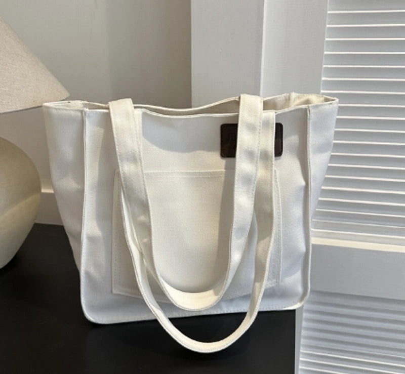 Women's Canvas Solid Color Basic Square Zipper Shoulder Bag