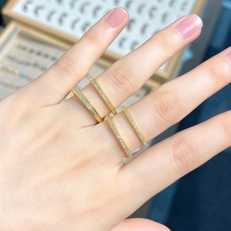 Copper 18K Gold Plated Gold Plated Plating Inlay Water Droplets Heart Shape Zircon Open Rings Rings