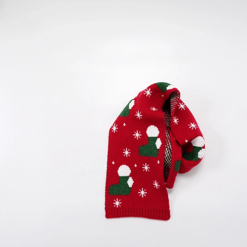 Winter New Wool Children's Christmas Scarf Christmas Fawn Men's And Women's Knitted Scarf Christmas Tree Snowflake Scarf