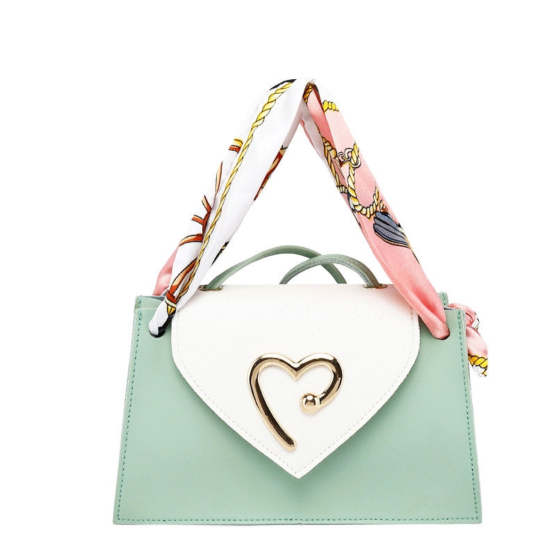 Women's Medium Pu Leather Color Block Streetwear Square Flip Cover Crossbody Bag