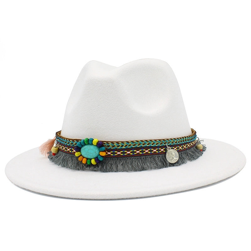 Lightweight New Jazz Hat Men's And Women's Retro Ethnic Style Top Hat Woolen Gentleman Hat Felt Hat
