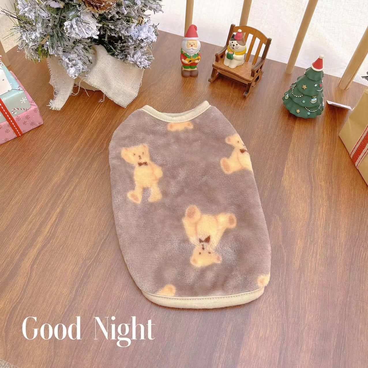 Bear Printed Fleece Dog Jumpsuits/Vest