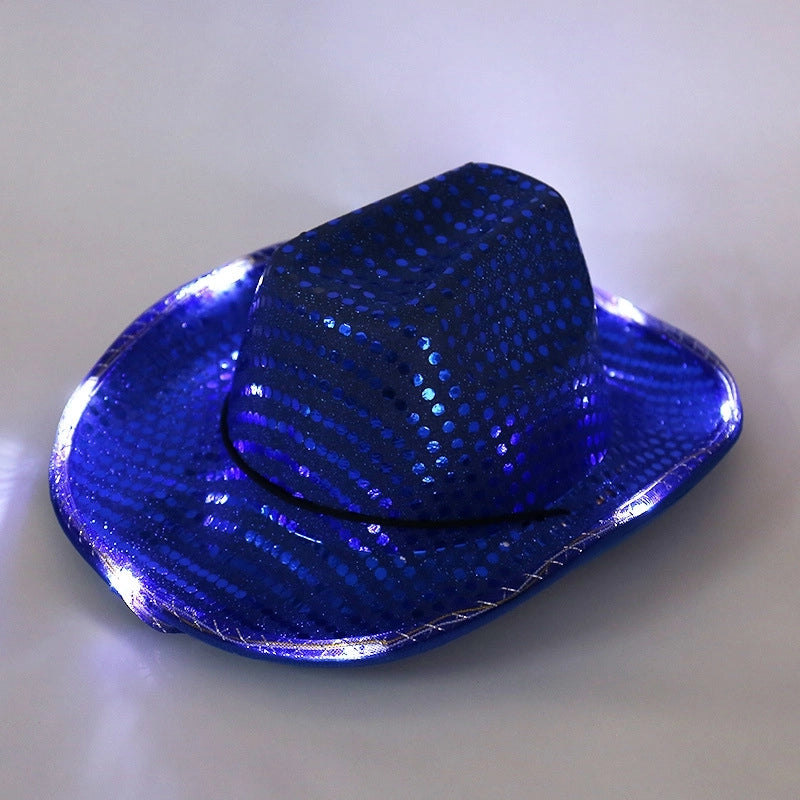 Spring New Sequined Luminous LED Jazz Hat Music Carnival Festival Banquet Party Hat Fashion