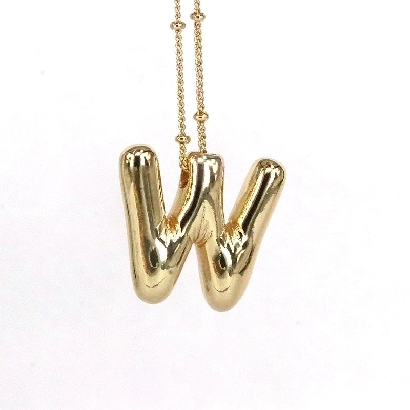 Minimalist Classic Style Letter Copper 18k Gold Plated Pendant Necklace In Bulk