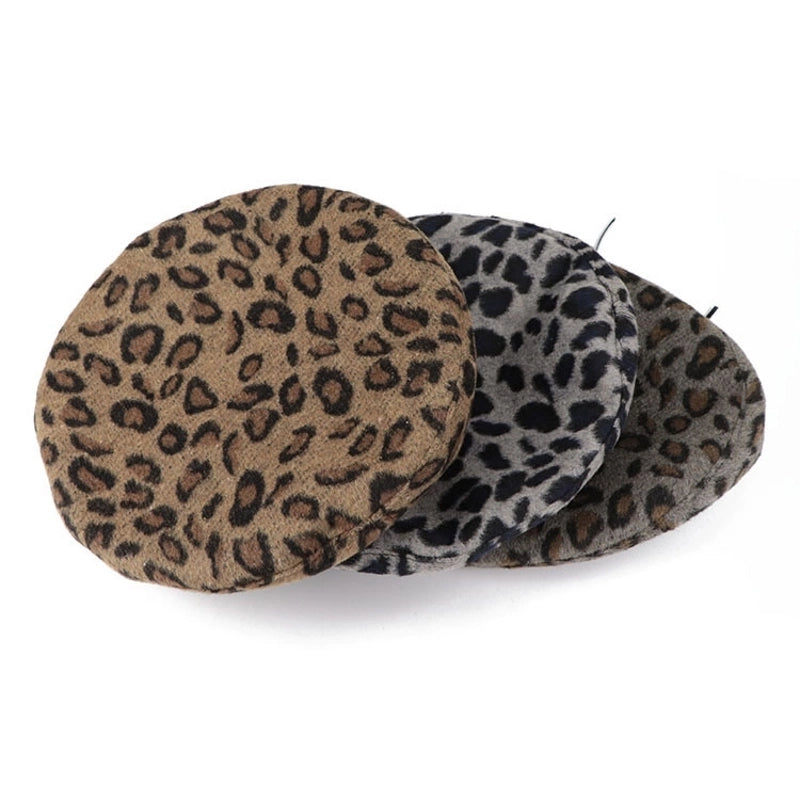 Women's Casual Minimalist Leopard Eaveless Beret Hat