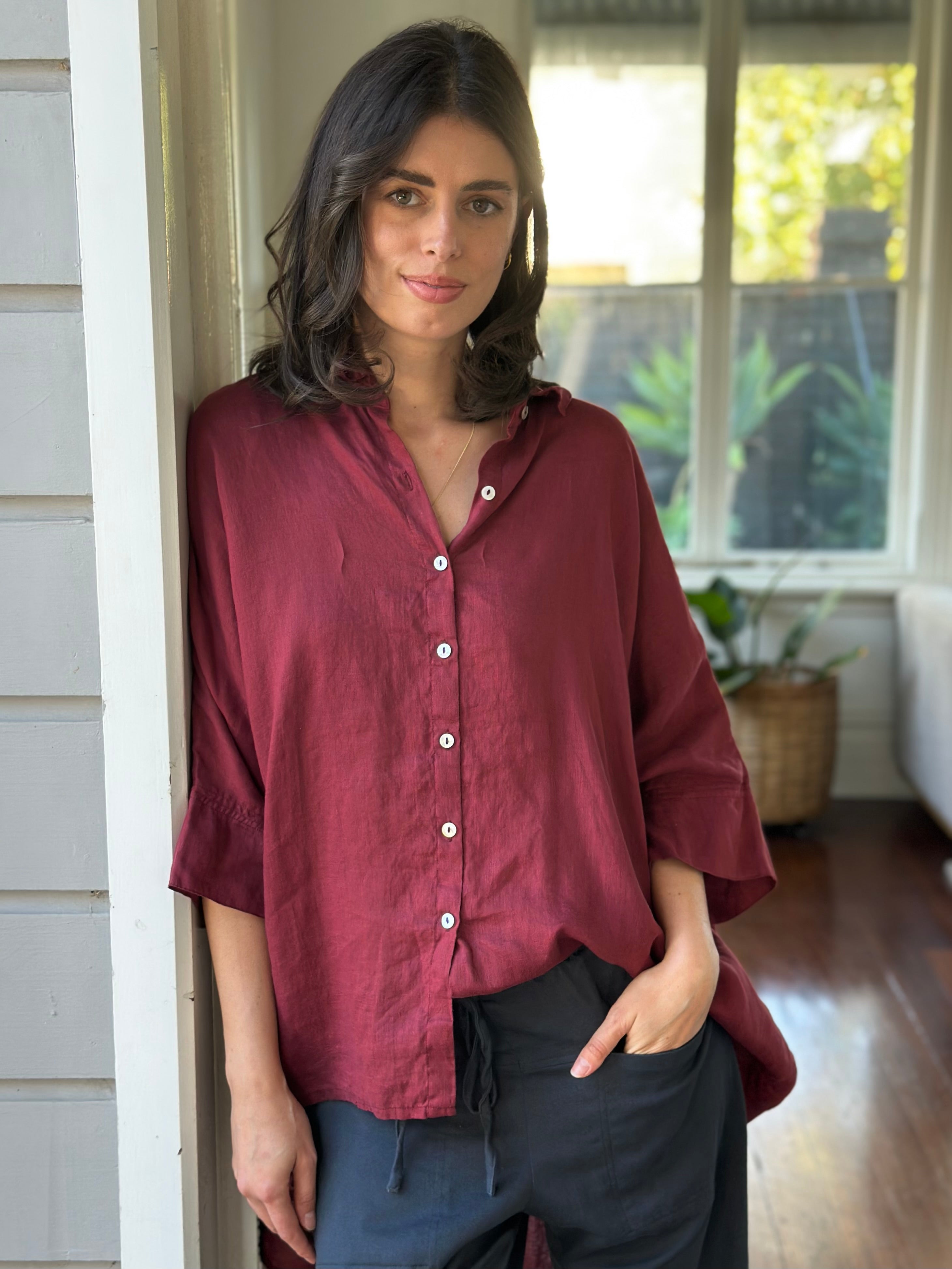 issey shirt -  wine linen
