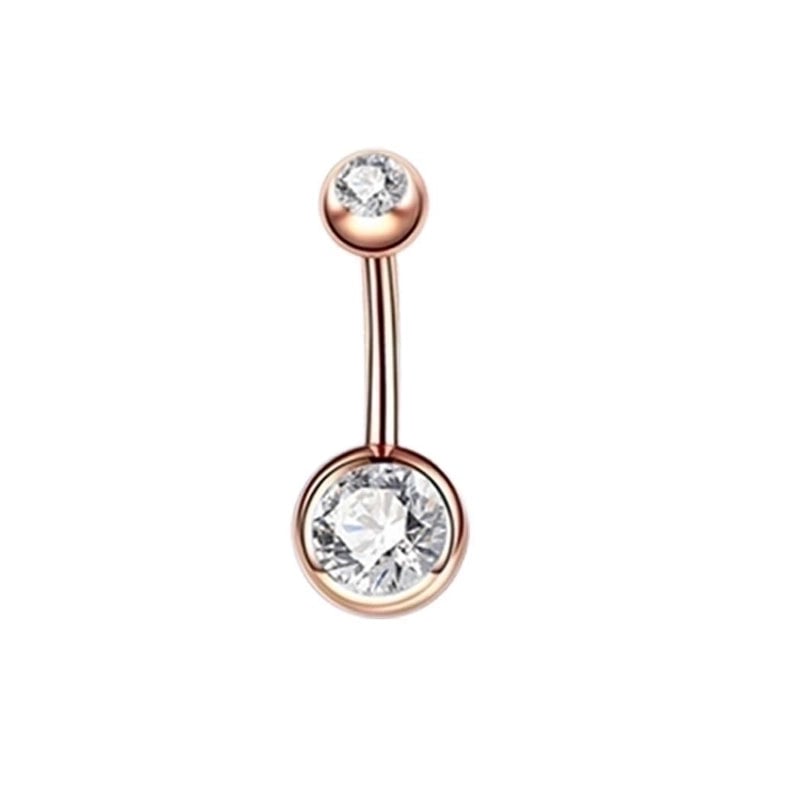 2 Pieces Fashion Geometric Stainless Steel Inlay Zircon Belly Ring