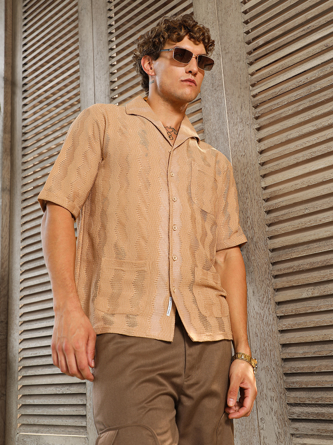 Swirl Open-Knit Shirt