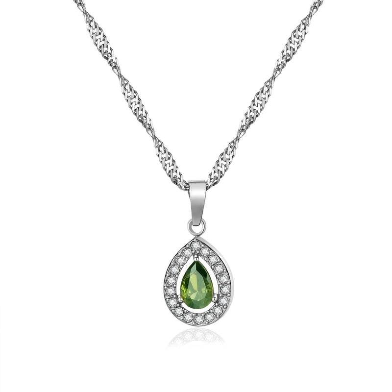 Titanium Steel Minimalist Classic Style Inlay Water Droplets Zircon Pendant Necklace