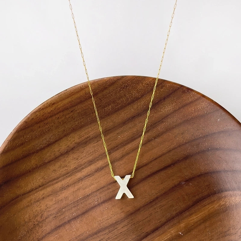 316L Stainless Steel  18K Gold Plated Minimalist Irregular Letter Shell Pendant Necklace