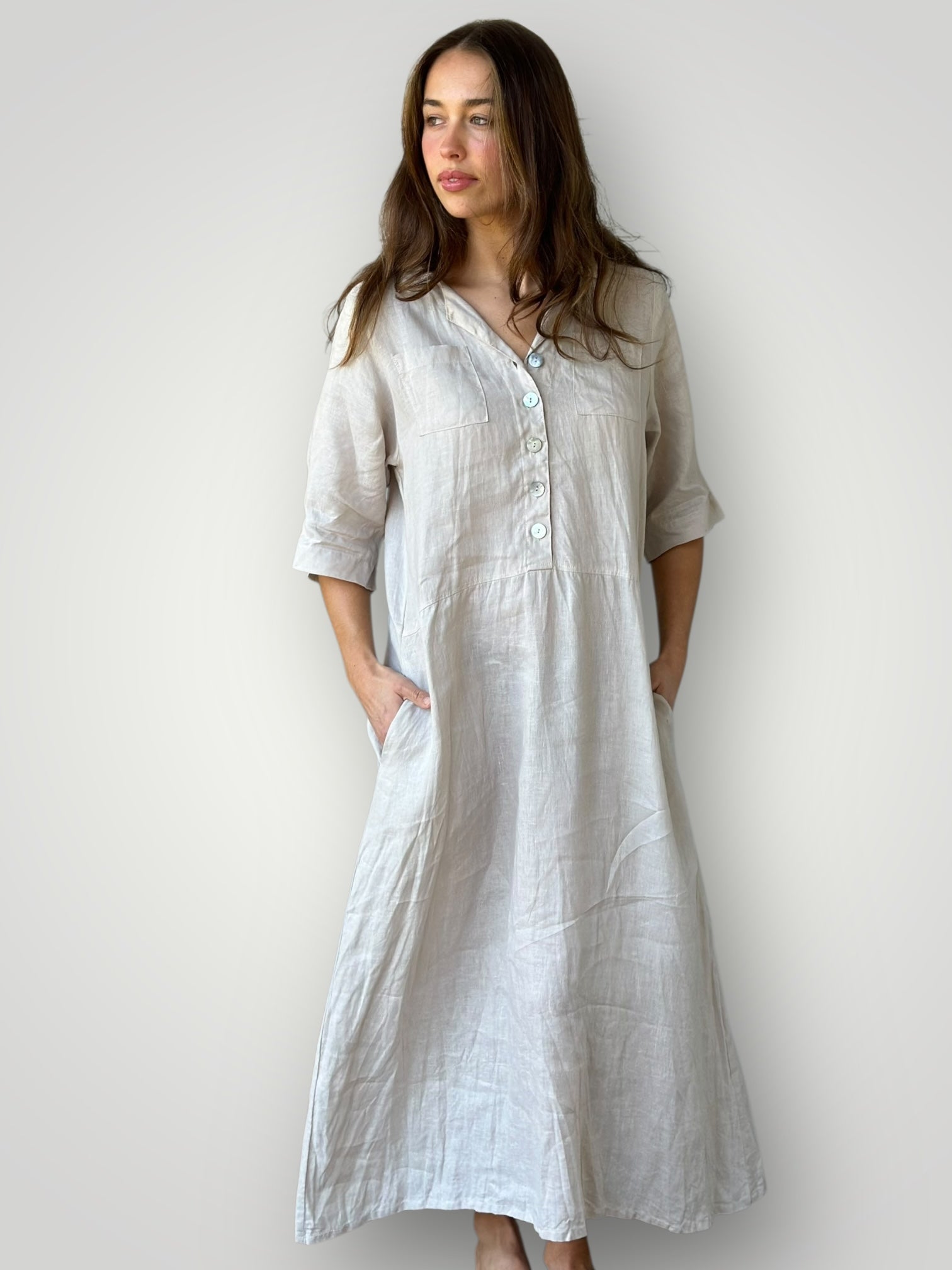 bridget dress -  almond linen