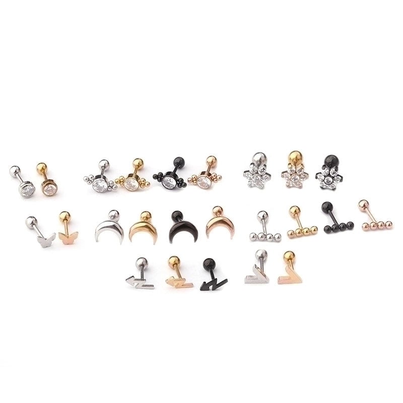 Ear Cartilage Rings & Studs Fashion Geometric 316L Stainless Steel  Plating