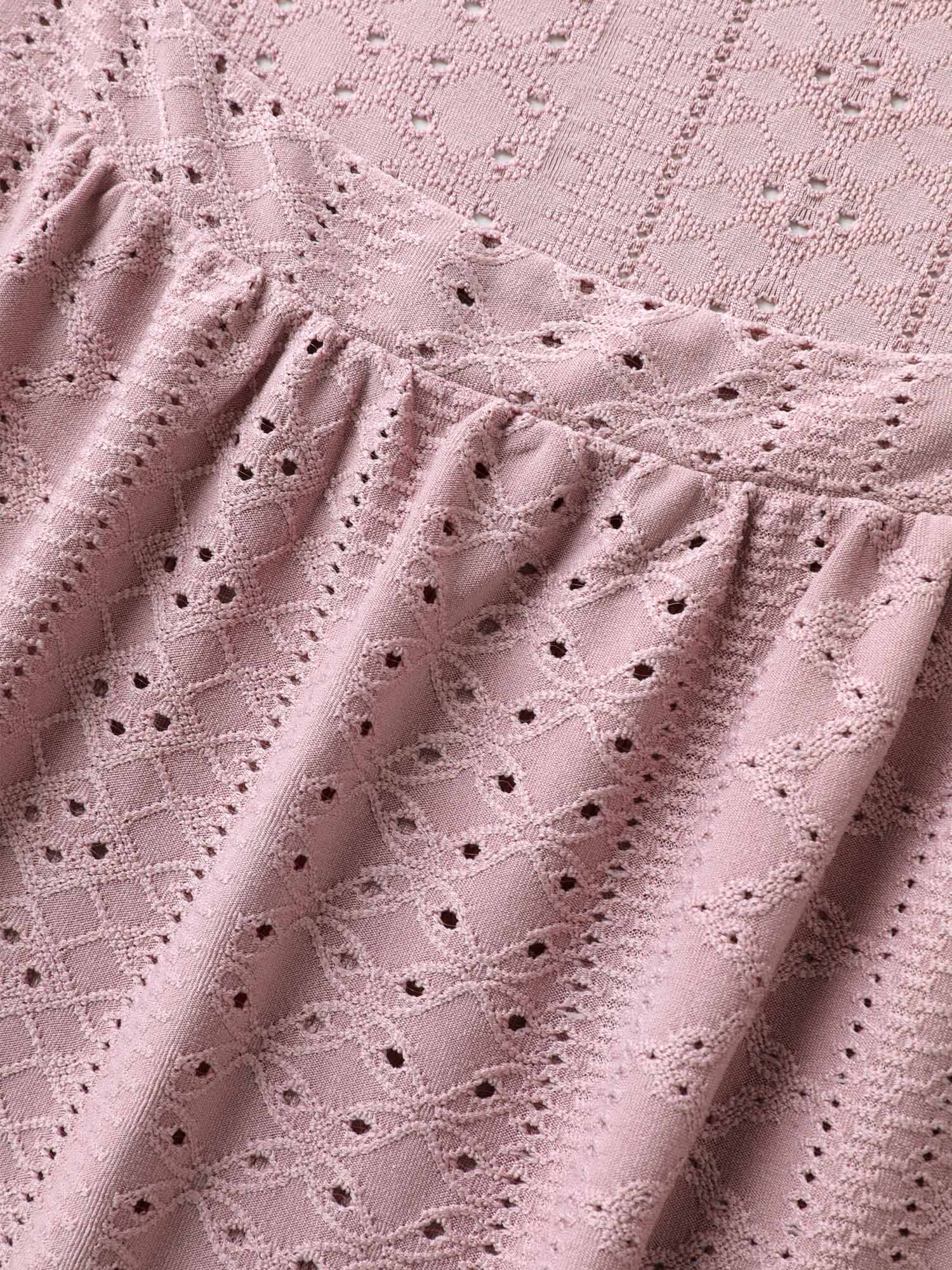 Eyelet Trim Flowy Sleeve Bust-Comfort Top
