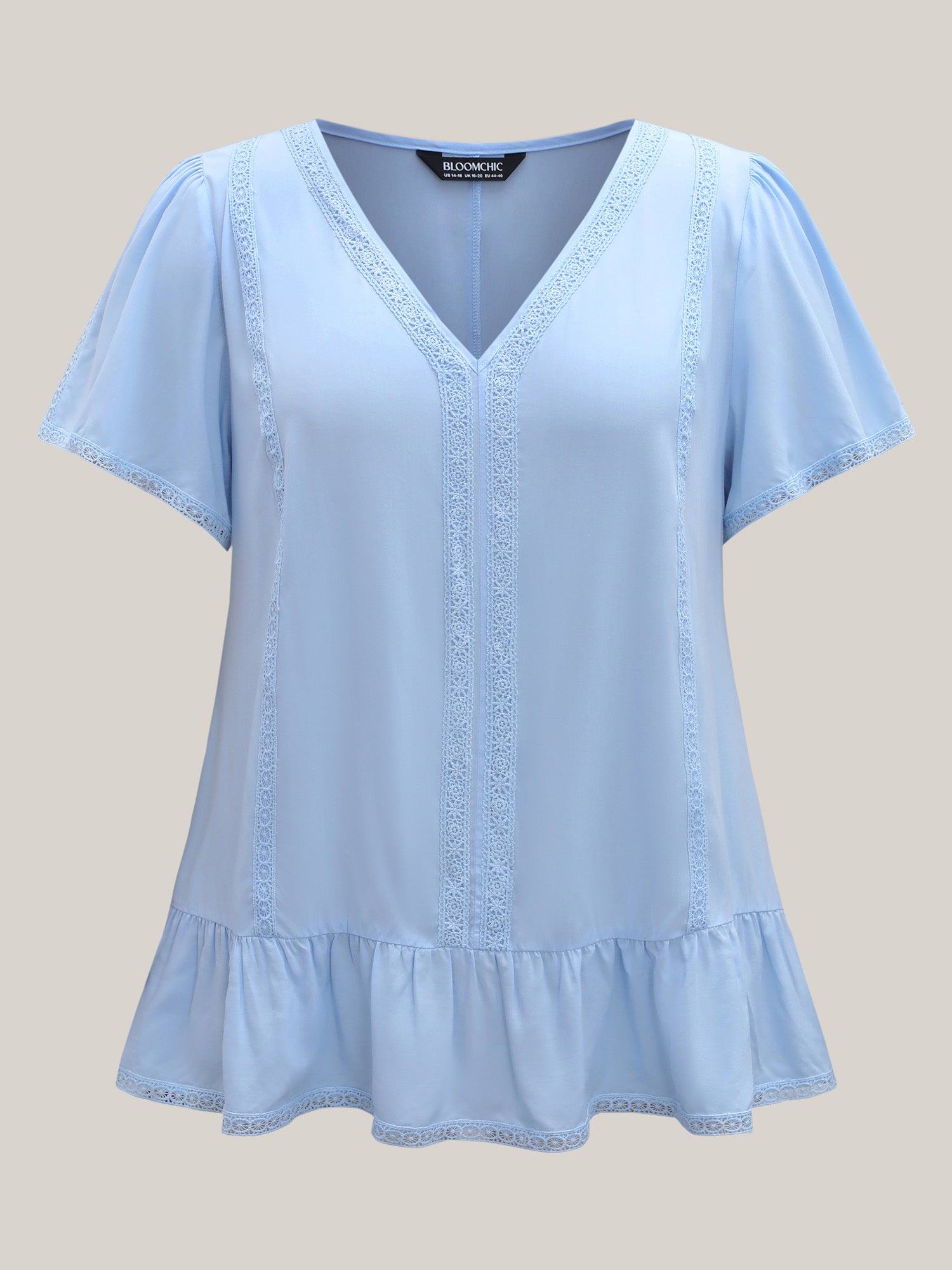 Rayon Lace Trim Spliced Blouse