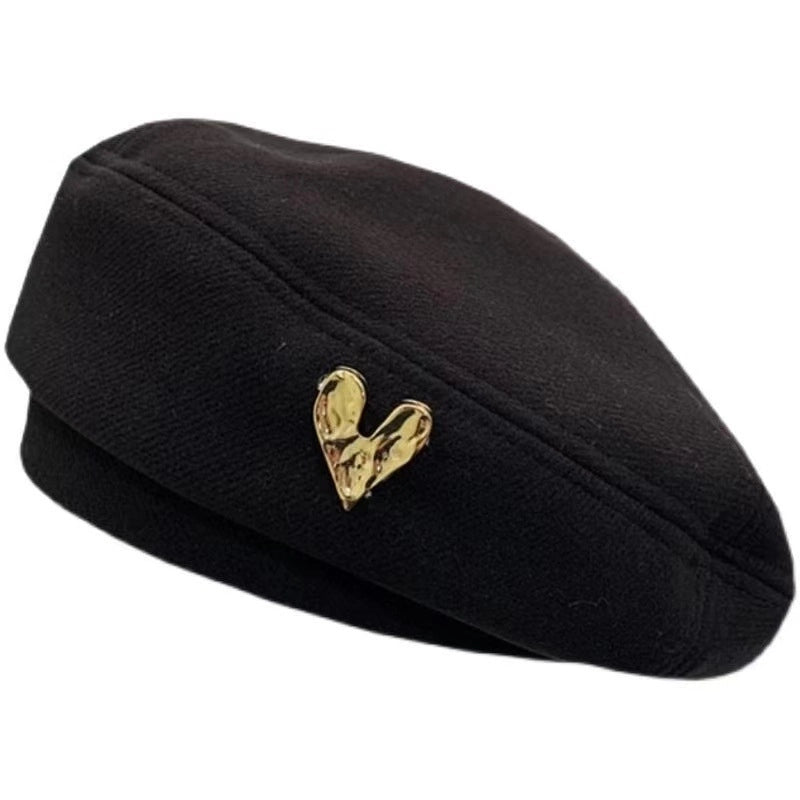 Love Beret Love 2025 Women Autumn And Winter New Woolen Hat Big Head Circumference Face Small