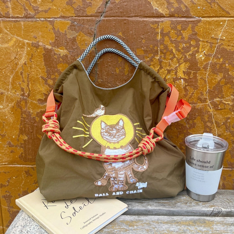 Women's Medium Polyester Animal Plant Streetwear Square Open Shopping Bags