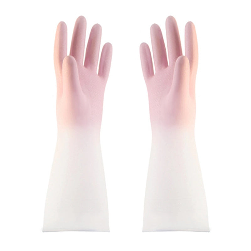 Gradient Waterproof Latex Gloves Women's Thin Laundry Household Cleaning Gloves Durable Kitchen Dishwashing Gloves