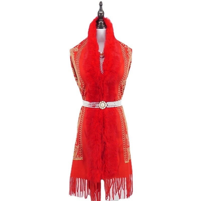 Women's Ethnic Style Flower Imitation Cashmere Tassel Shawl