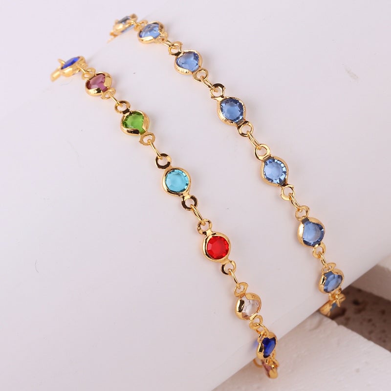 Women Round Geometric Zircon Electroplating Necklaces