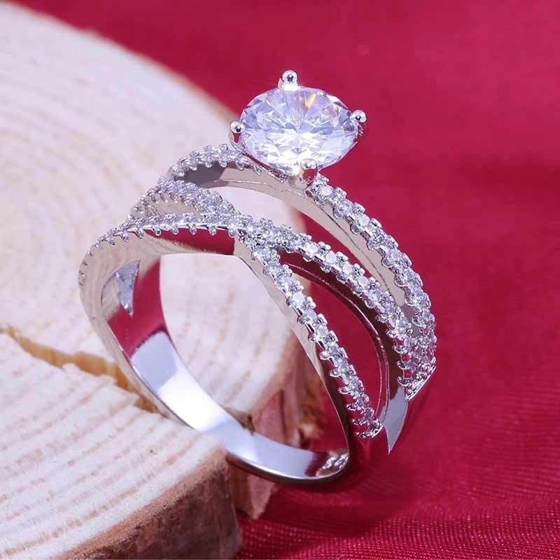 New Eight Hearts And Eight Arrows Zircon Diamond Ring Double Winding Copper Ring
