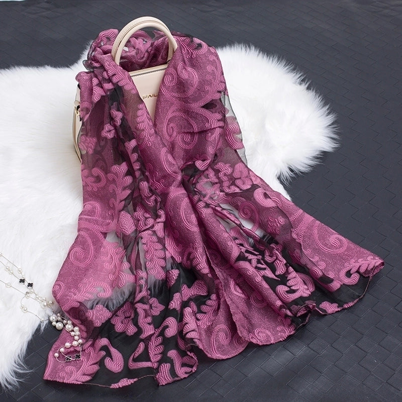 Women's Minimalist Color Block Organza Scarf